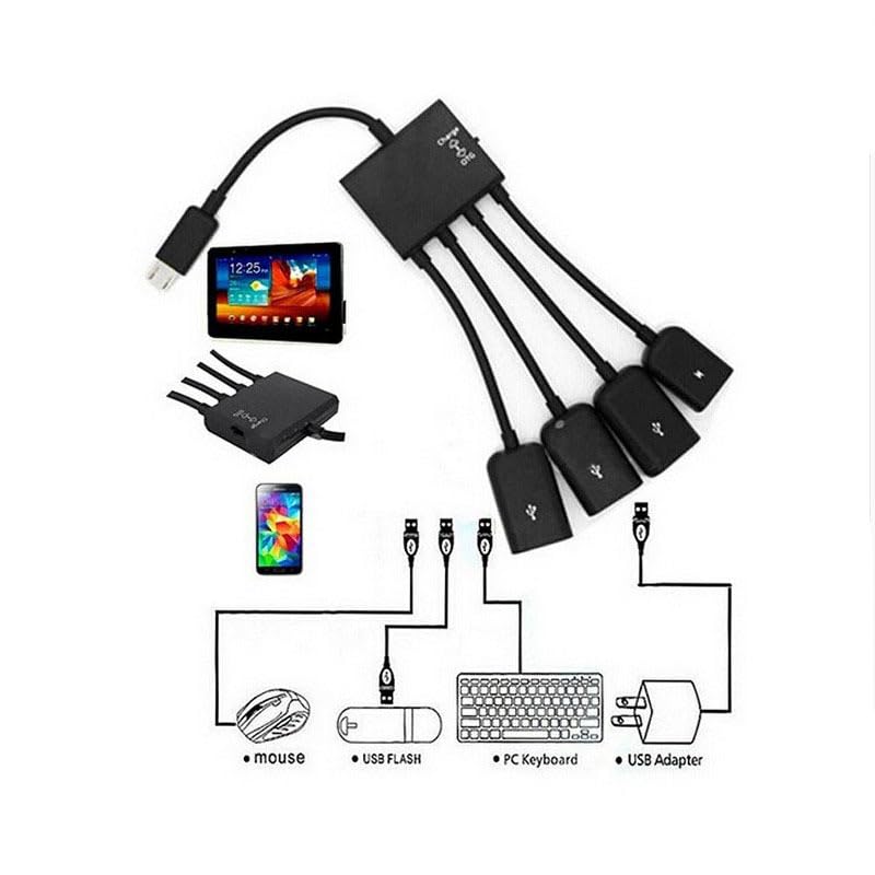 Adaptador OTG Tipo C Micro USB con HUB 1 a 4 puertos de carga 2