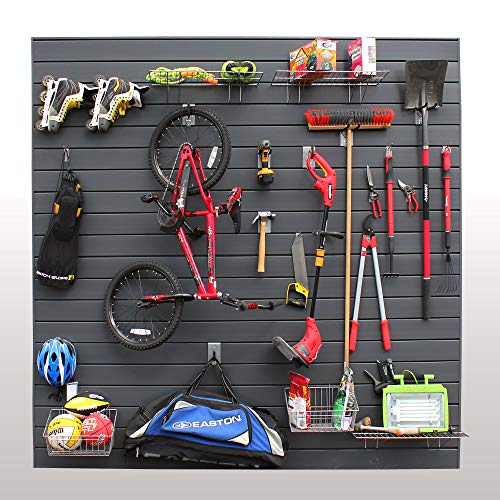 Proslat 88105 Heavy Duty Pvc Slatwall Garage Organizer, 8-Feet By 4-Feet Section, 10 Panels, Charcoal (Dark Grey) #TOP4
