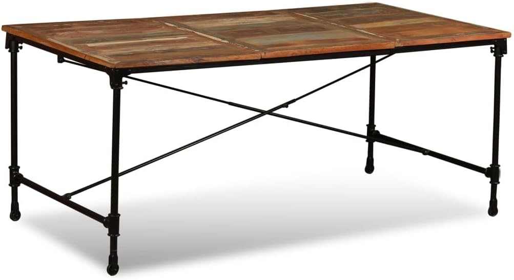 vidaXL Dining Table, Kitchen Table for Breakfast Dinner, Dining Room Table for Home, Dining Furniture, Industrial Style, Solid Reclaimed Wood