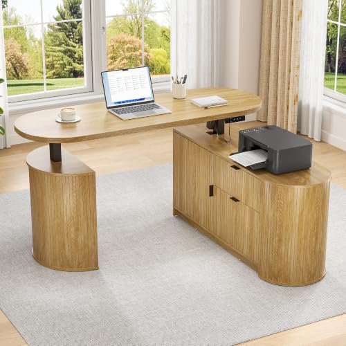 Image of Electric L Shaped Standing Desk, Corner Sit Stand Up Desk, Executive Desk