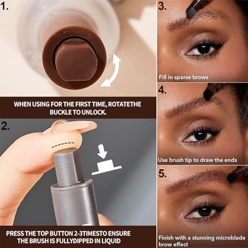 Brow Brush,Brow Fection 4d Eyebrow Pen,Instant Brow Brush,Liquid Eyebrow Brush,Long Lasting Quick Drying (Chocolate)
