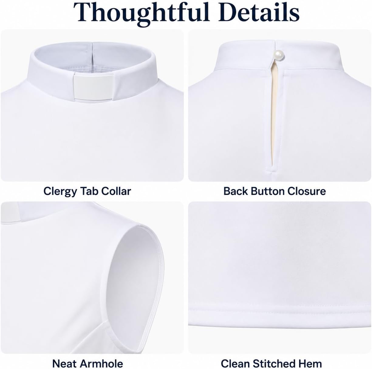 Women's Clergy Sleeveless T-Shirt Tab Collar Clergy Minister Priest Outfit Priest Costume Shirt Tops