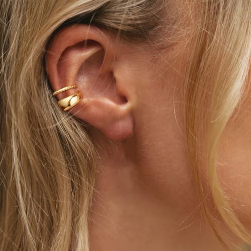Image of Ear Cuffs Non Piercing 14K Gold Plated Ear Cuff Earrings for Women Trendy Clip on Cartilage Earring Stacks Non Pierced Adjustable Fake Earrings Set Jewelry Christmas Gift 2026 Stocking Stuffers