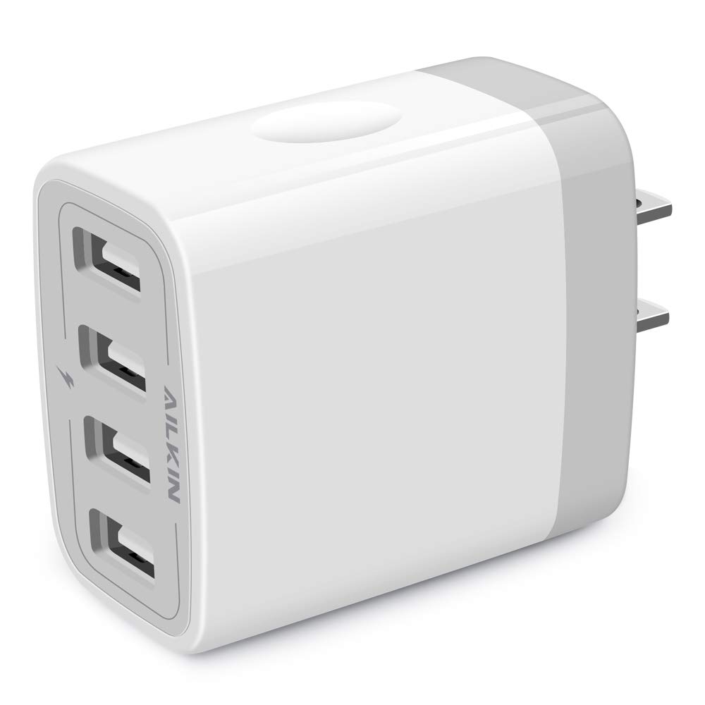 USB Charger Cube Wall Charger Plug AILKIN 4 8A 4-Muti Port USB Adapter Power Plug Charging Station Box
