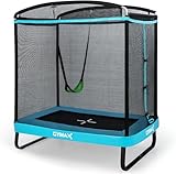 GYMAX Trampolín 2 en 1, 190 x 122 x 210 cm (Azul)