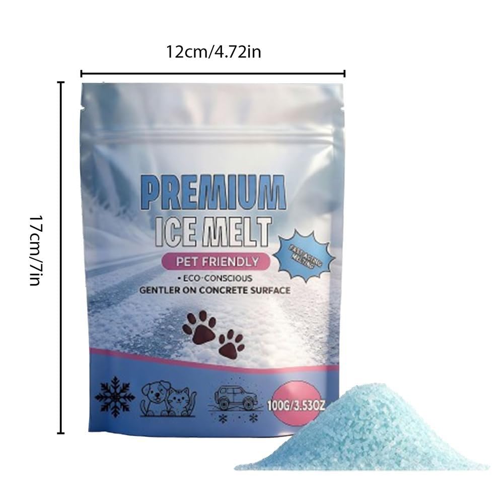 2026 ICES & Snow Melts,Ice Melt - Pet Safe Ice Melt,Pet Friendly Salt for ICES and Snows,Fast-Acting Snow Melts/Ic-e Removal for Driveway Sidewalk,Resealable 100g Bag — view 6