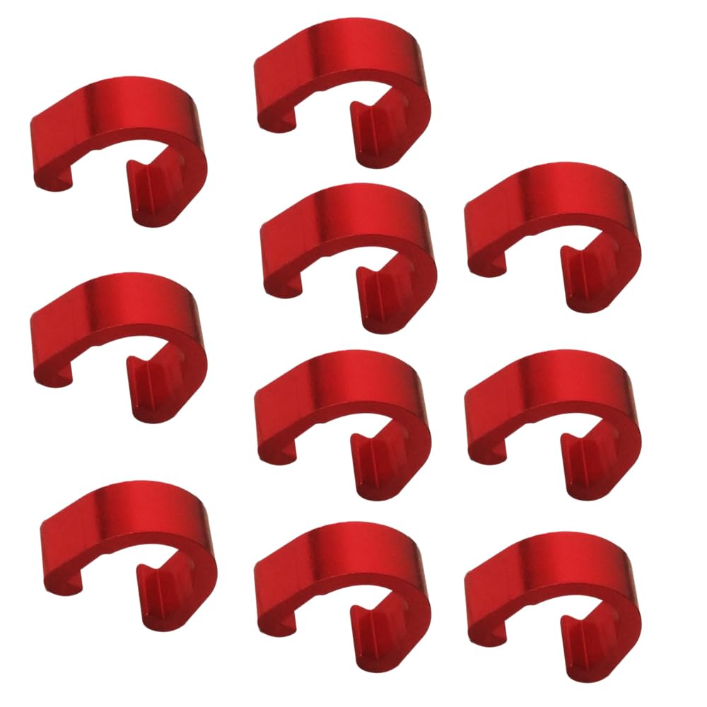 Pirhosigma Red 10 PCs Bike C-Clips Clamps Metal U-Clips Buckle Brake Cable derailleur Shifter Cable Guides Gear Cable Housing Hose Aluminum Alloy MTB BMX Mountain Bicycles