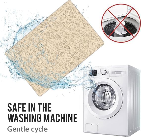 Miniatura 4 de Shape28 Floor Mat Ultra-Thin Kitchen Bathroom Rug with Non Slip Rubber Backing 35 x 23 Inches Latte Design 4T