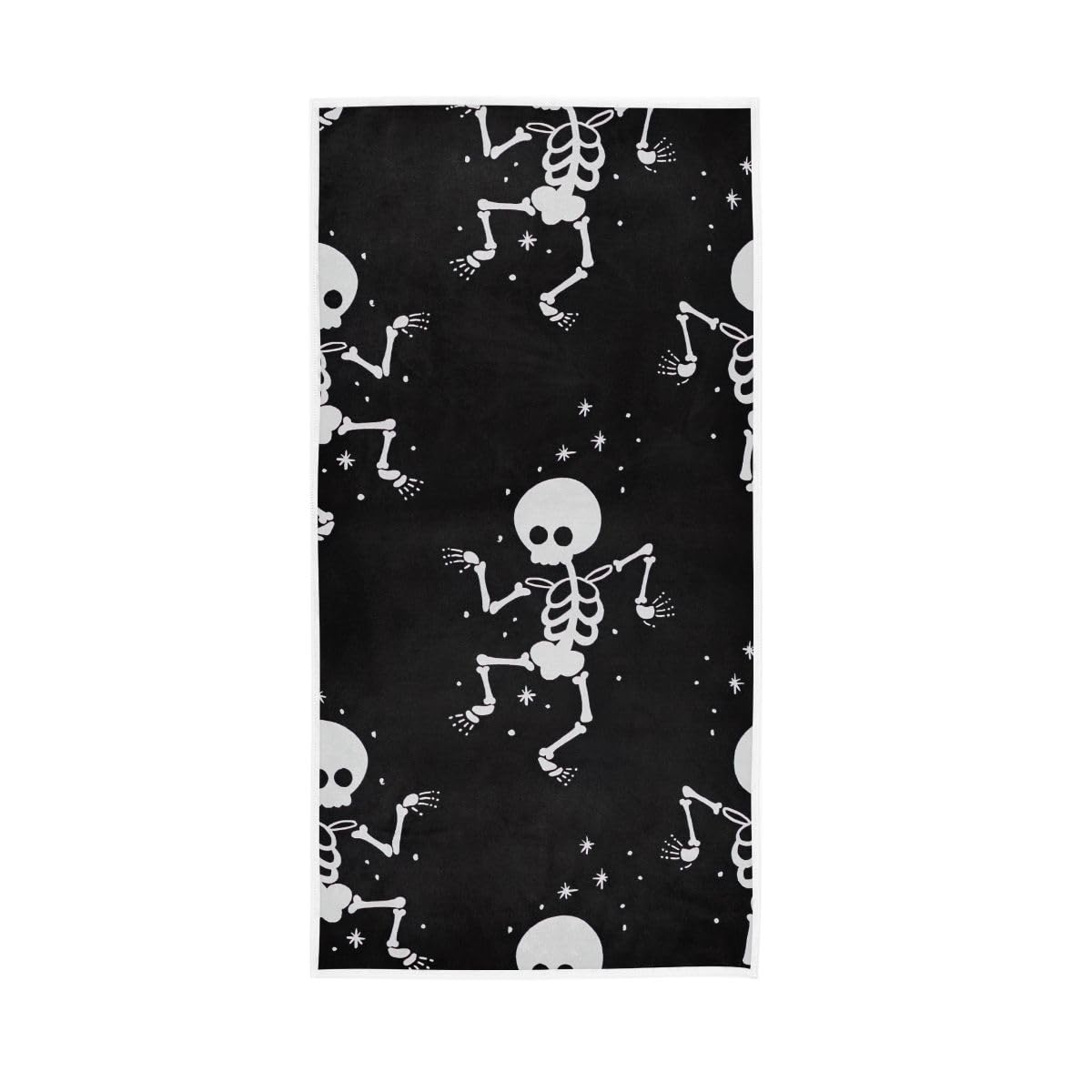 HUYGD Dancing Skeletons Halloween Hand Towel, 15 x 30 Inches, Soft Highly Absorbent Towels for Bathroom Gym Hotel