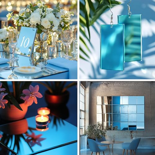 Image of 12x12 Inches Light Blue Mirror Acrylic Sheet - 2 Pcs Reflective Acrylic Panel for DIY Crafts, Home Decor & More (30x30 cm)