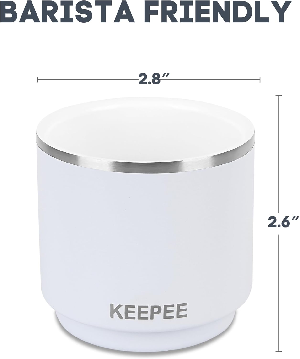 4 oz Stackable Cup, Vacuum Insulated Espresso Coffee Cup with Ceramic Coating, Stainless Steel, 2 Pack, White - Image 4