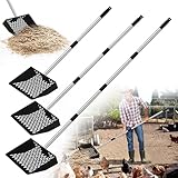 Jusoney(ジュソニー) 高耐久 チキンプーパー 4イン1の調節可能なハンドル付き (35インチ~61インチ) - 頑丈なステンレススチールと鉄の構造 大きな鶏小屋用 - 人間工学に基づいたデザイン & お手入れ簡単