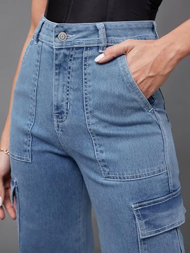 Image of Miss Chase Women's Skinny High Rise Cropped Length Fringe Detailing Stretchable Denim Jeans