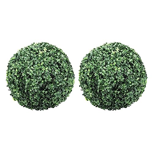 Ronlok - Lote de 2 unidades de serías de 13,7 pulgadas, bola de topiario de planta artificial, boj falso, bolas descorativas para patio trasero, balcón, jardín, boda