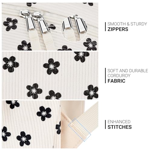 Image of ZORFIN 26L Backpack for College, and Travel: Corduroy Bookbag - Floral