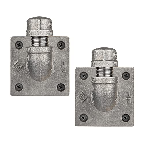 PIPE DECOR DIY 90° Winkel-Wandhaken mit quadratischem Flansch-Kit (2 Stück), robuste industrielle Kleiderhaken, Wandhaken für Küche oder Flur Cover