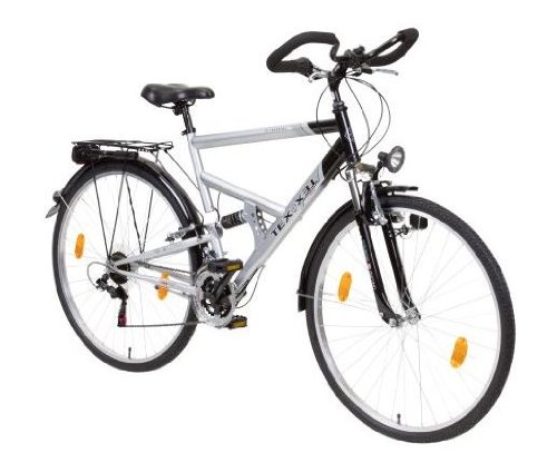 Texo Herren Fahrrad Trekking Fully, Strato-Silber lf tiefschwarz, Rahmenhöhe: 53 cm, Reifengröße: 28 Zoll (71.12 cm), 21000-0958114 Deportes y aire libre