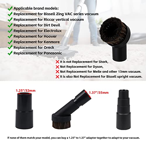Rdexp Round Dust Brush 25Mm Horse Hair 1.25" Vacuum Attachment Replacement,Perfect For Vacuuming Sofas And Baseboards,Use A Rubber Will Help It Fit Better #TOP2