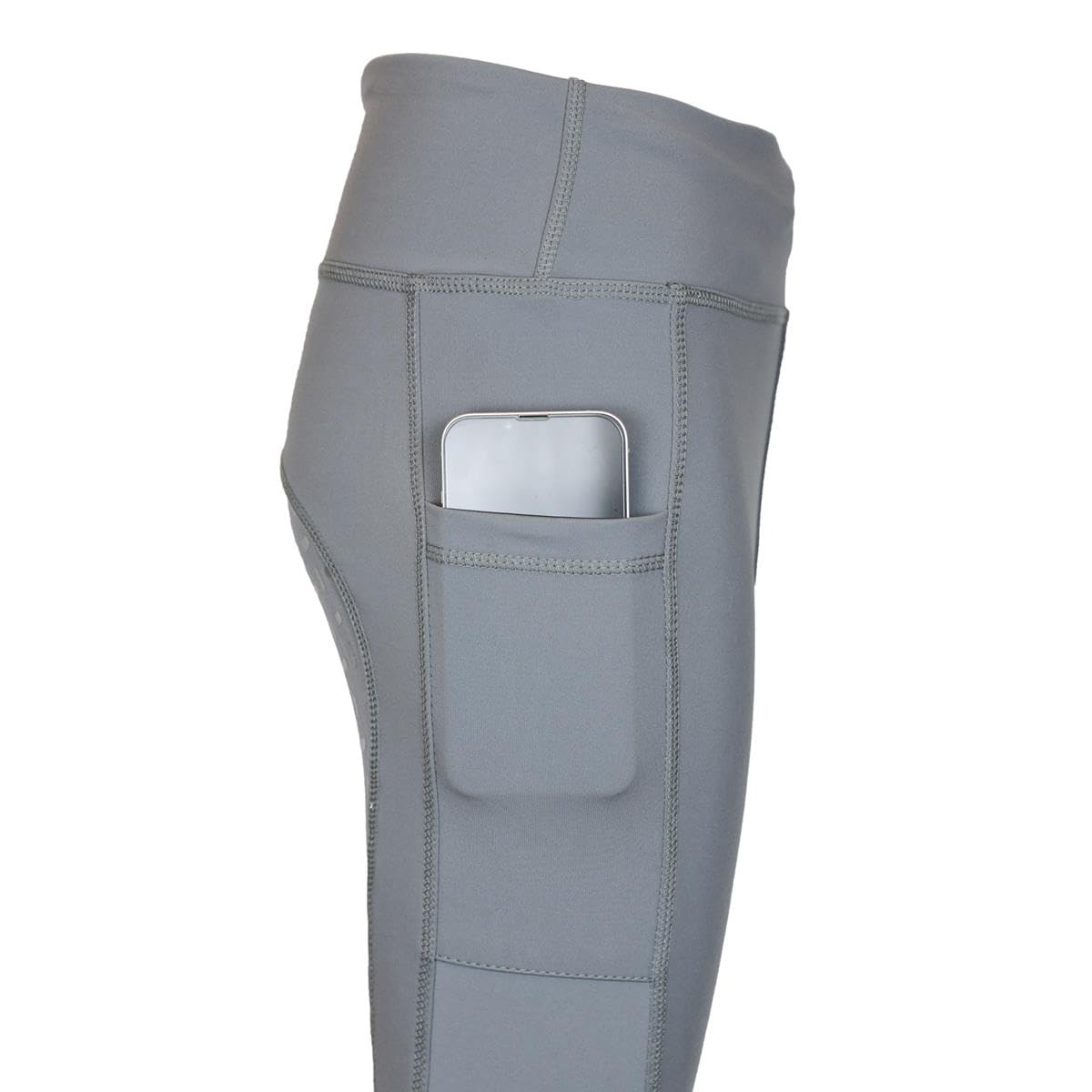 Eva - Set da equitazione per bambini, in softshell, con inserti in silicone, colore: grigio