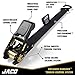 JACO Ratchet Tie Down Straps - 1 inch x 15 ft (Pack of 4) | 1,823 lbs (Black)