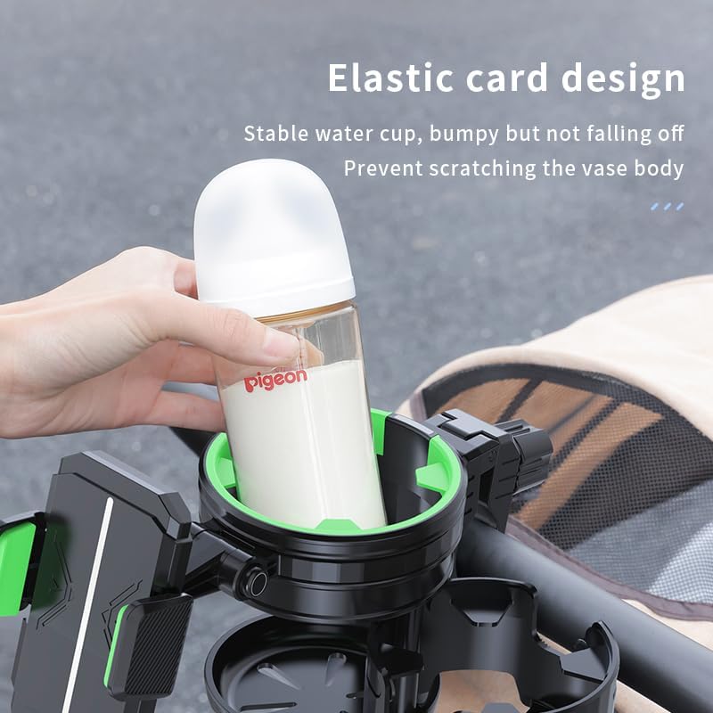 Miniatura 3 de Soporte para teléfono 3 en 1, soporte multifuncional para cochecito con soporte de teléfono ajustable de 360, portavasos para caminante, silla de