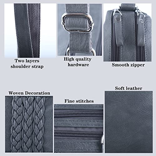 Image of ELDA 10 Pockets Crossbody Purse for Women Medium Pocketbooks Ladies Soft PU Leather Shoulder Bag Ladies Top Handle Satchel