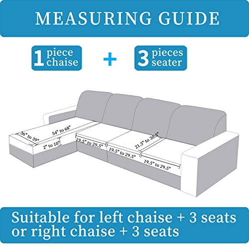 Minjiatex Sectional Couch Covers L Shape 4 Pieces Washable Chaise Couch Covers For Sectional Sofa L Shape,Stretch Sectional Sofa Covers For Dogs Pets Protector Furniture (Khaki, 3 Seater + 1 Chaise) #TOP3