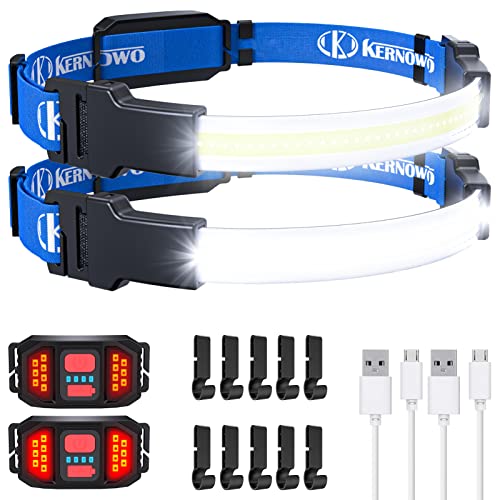 LED Headlamp Flashlight, Hard Hat Light Hard Hat Headlamp 230°Wide-Angle 1000 Lumens Broad Beam 2 Pack LED Rechargeable Headlamp Hardhat Light for Runing Camping Hiking with Head Clip