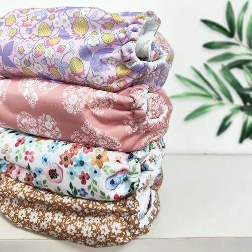 Mama Koala 3.0 Pocket Cloth Diapers for Babies with AWJ Lining, 6 Pack with 6 5-Layer Natural Cloth Diaper Inserts - Reusable and Washable Pocket Diapers(A-Wild Flowers)