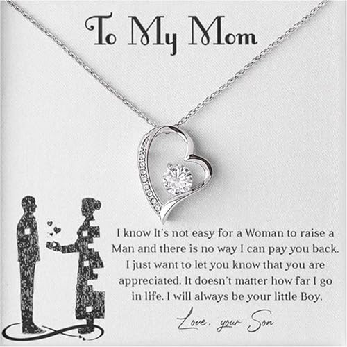 Meaningful Necklace for Mom from Son I Love You Necklace Christmas Gift Sentimental Gift for Mom from Son Unique Moms Birthday Gift Ideas (Luxury Box White)
