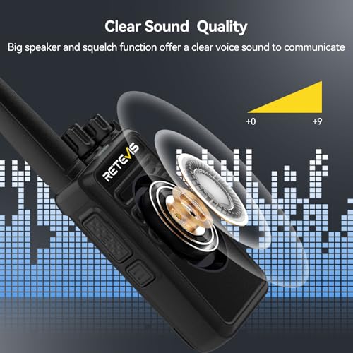Image of Retevis RT68H 2 Way Radio Long Range, Rechargeable Walkie Talkies with Earpiece, LCD Display, Squelch, 1200mAh, Rugged Two Way Radio(10 Pack with Gang Charger)