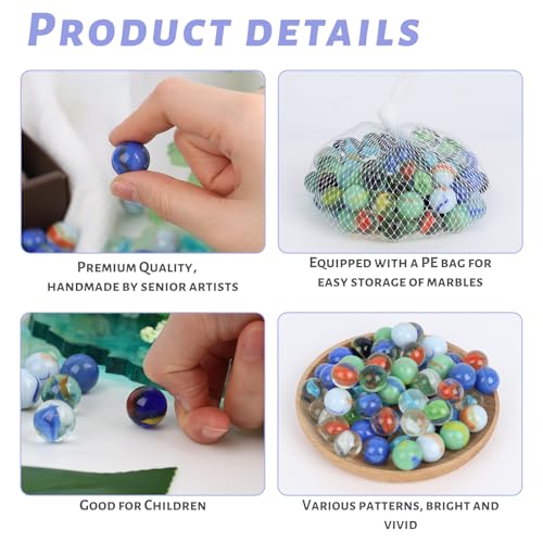 image for 3 otters 110PCS Marbles in A Box，Glass Marbles Bulk 0.63inch Assorte