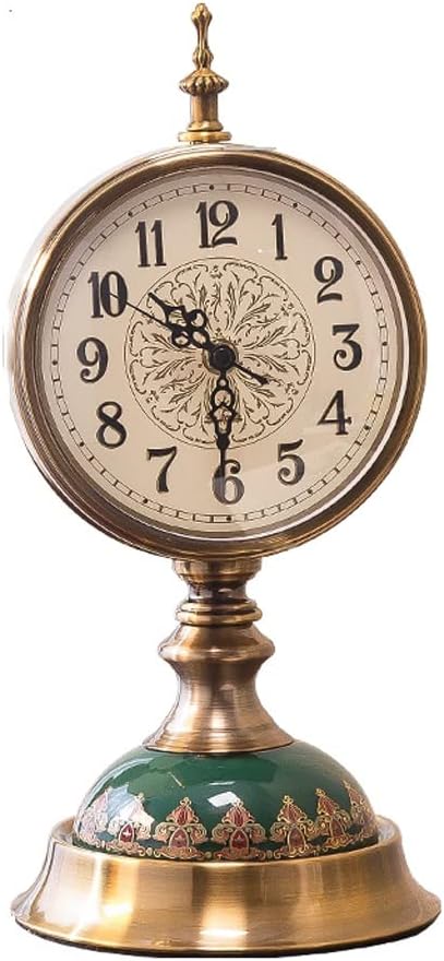 FMURY European Living Room Large Clock Clock Bedroom Desktop Desk Clock Ornaments Metal Seat Clock Decoration