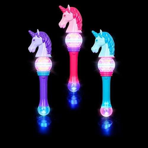 Miniatura 2 de Varita giratoria con luz LED de unicornio (15 pulgadas) con pilas incluidas. Divertidas varitas giratorias de princesa y recuerdos de fiesta para