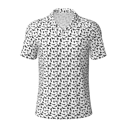 Chemise respirante manches courtes homme noire motif teckel casual