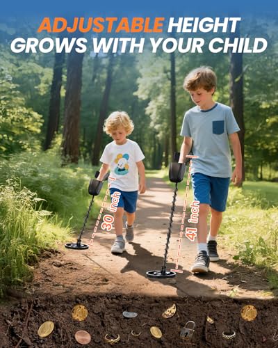 Image of MD-4070 Metal Detector for Kids, Easy to use, Fun LCD Display, Lightweight &Adjustable Starter Kids Metal Detector, 8 inch Waterproof Coil, Beach /Backyard Hunting, STEM Gifts for Kids Ages 8-12