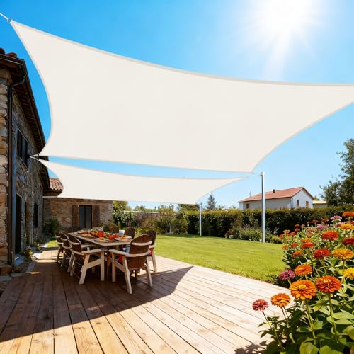 Artpuch Sun Shade Sail 14'X14'Customized Cream 95% UV Block Heavy