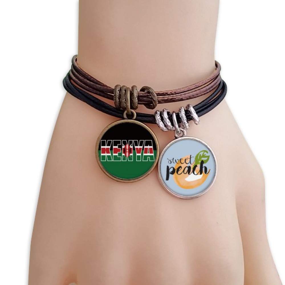 DIYthinker Kenya Country Flag Name Bracelet Rope Fruit Peach Ornaments Wristband