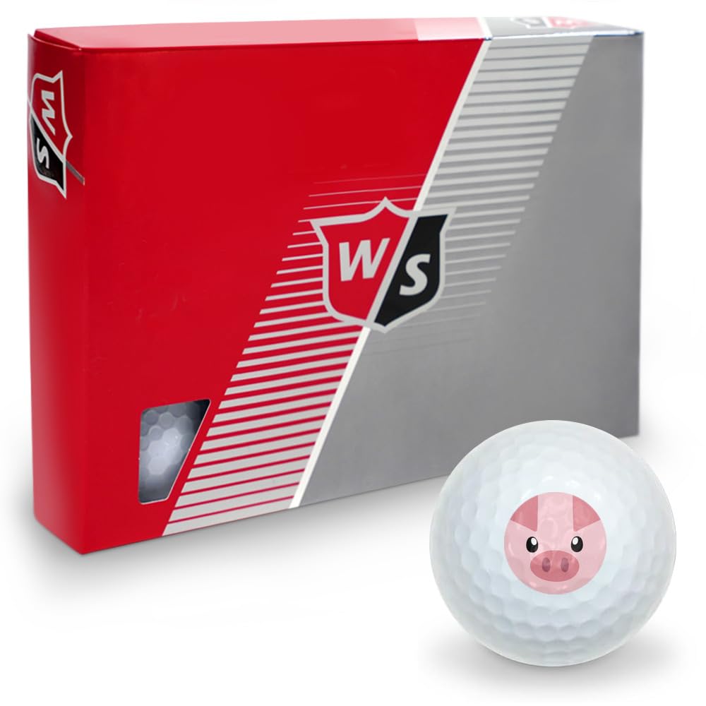 Pig Face Farm Animal Wilson Golf Balls 12 Pack, Regulation Size Full Color Premium Golf Balls