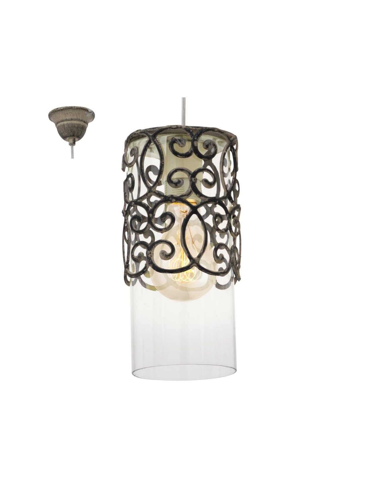 Generico Lampa wisząca w stylu vintage 1 światło brązowe GL1148 do sypialni, salonu, jadalni, pokoju dziecięcego, przedpokoju, korytarza