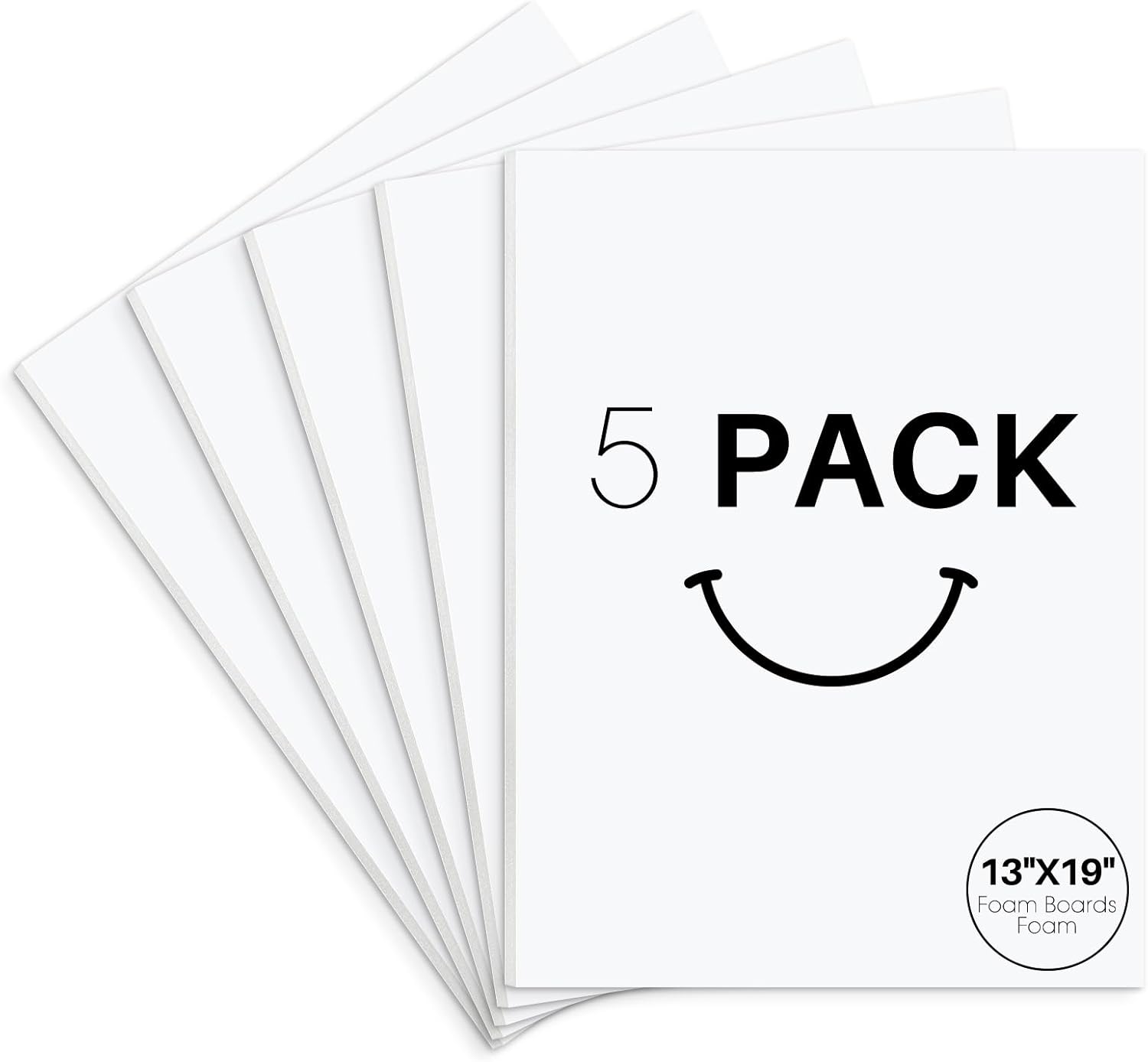 Golden State Art, Acid Free 5 Pack 13x19 White Foam Boards Foam Core Poster Board, 1/8'' Thick Polystyrene Foam Sheet for Projects, Mounting, Crafts, Art and Presentations