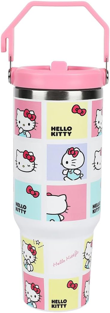 Bioworld Hello Kitty Character Squares White 40 Oz Stainless Steel Tumbler - Image 5