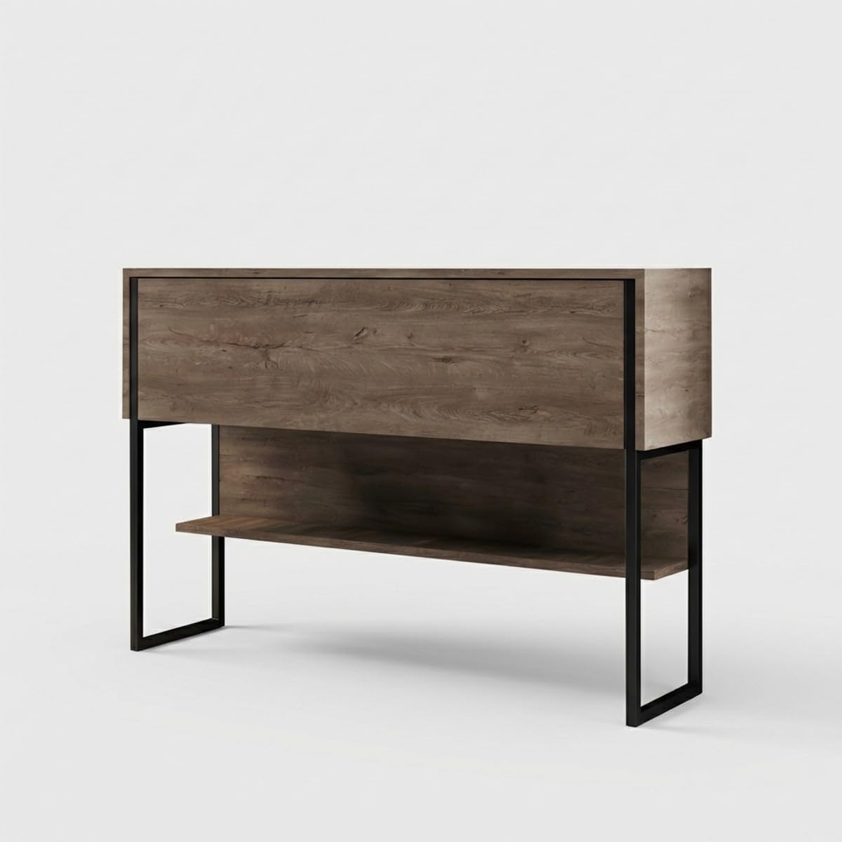 Moderne Hängeschrank aus Holz und Metall für Wohnzimmer Luxe Walnuss - Schwarz