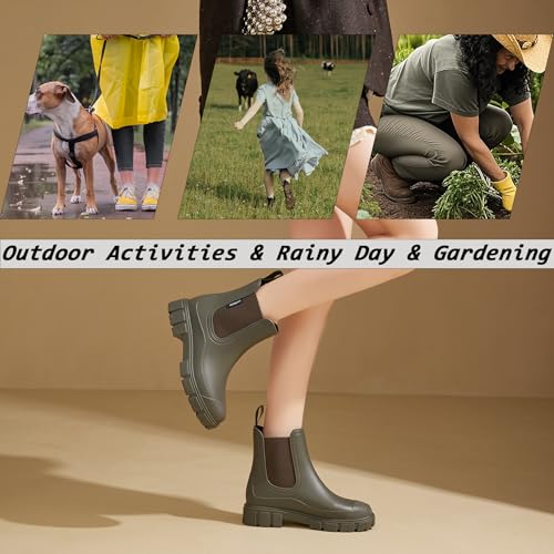 Image of WOWSTICK Women's Ankle Rain Boots Waterproof Lightweight Slip Resistant Fashion Garden Booties