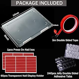 GUXACU Large Compact Transparent Press-On Nail Storage Box (12 * 9 * 0.8 inch) - 600 Pieces Capacity - Press-On Nail Organizer & Display Storage Box
