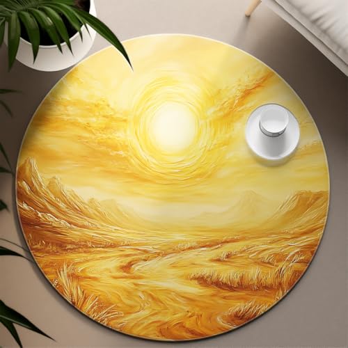 Tapis rond Sunset River Fire lavable et antidérapant de 90cm - 7