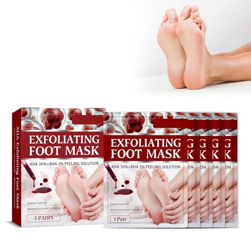 Máscara Exfoliante Para Pies 5 Unidades, Elimina Callos Y Piel Muerta, Deja Tus Pies Suaves Como Los De Un Bebé, Ideal Para Hombres Y Mujeres, Tratamiento Para Pies Secos Y Agrietados