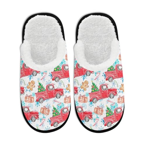 Indoor Outdoor Slippers Women Men Christmas Funny Reindeer Santa Snowman Xmas Tree Snowflake Slipper Plush Warm Winter Slip on Cozy Memory Foam House Shoes Holiday Party Gifts