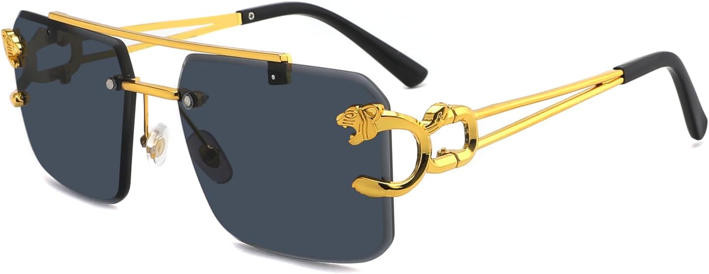 Technigadgets Codie Tinted Square Sunglasses Men's Rimless Double Bridge Glasses Mens Gifts