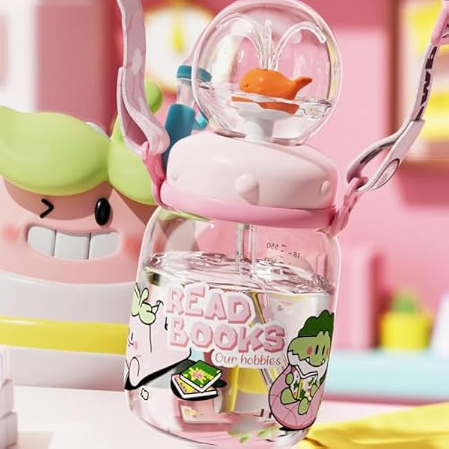 18oz Whale Design Water Cup with Fun Fountain Effect,Drinking Cup With Whale Squirt,Whale Fountain Tumbler No Spill,Cute Water Bottle with Lids and Straws,Creative Whale Spray Sippy Cups (Green)